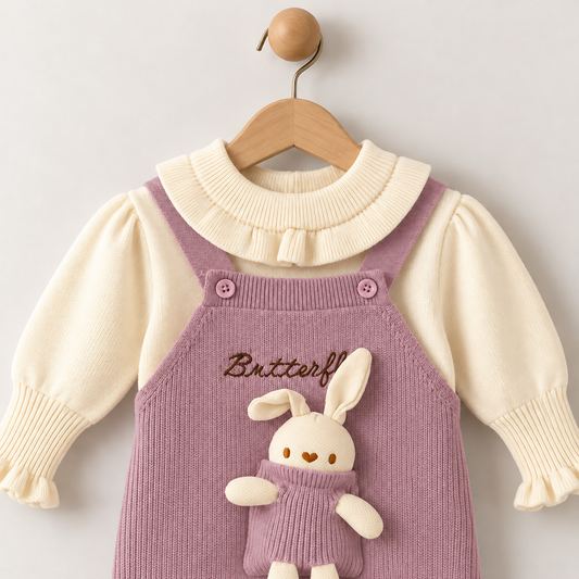 Little Bunny Woolen Dungaree Set – Lilac