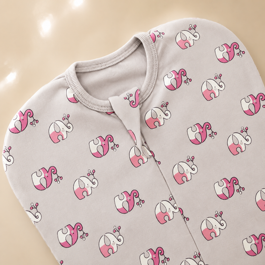Sweet Elephant Cotton Zip Swaddle