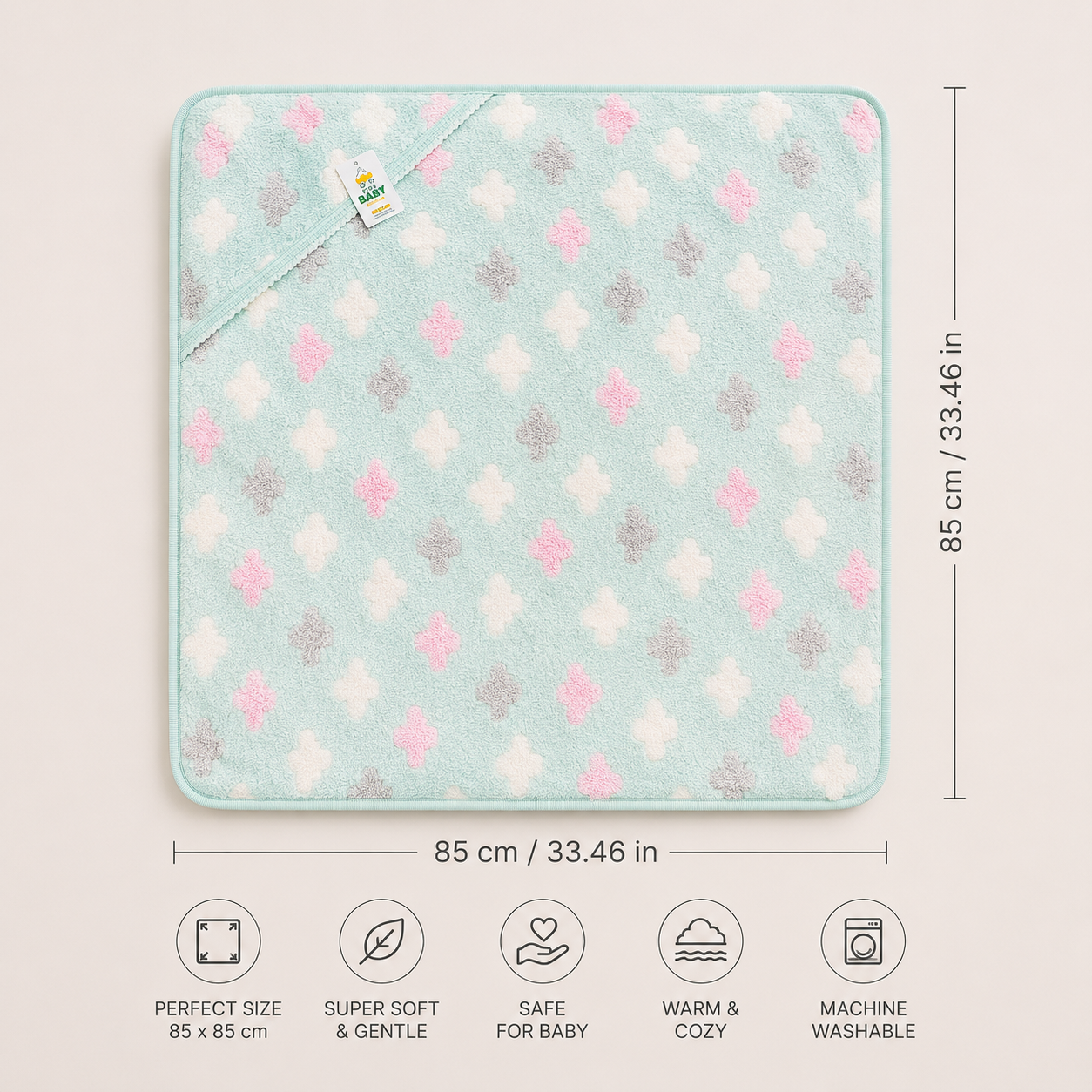 Cloud Soft Hooded Baby Blanket Wrap – Mint Mist