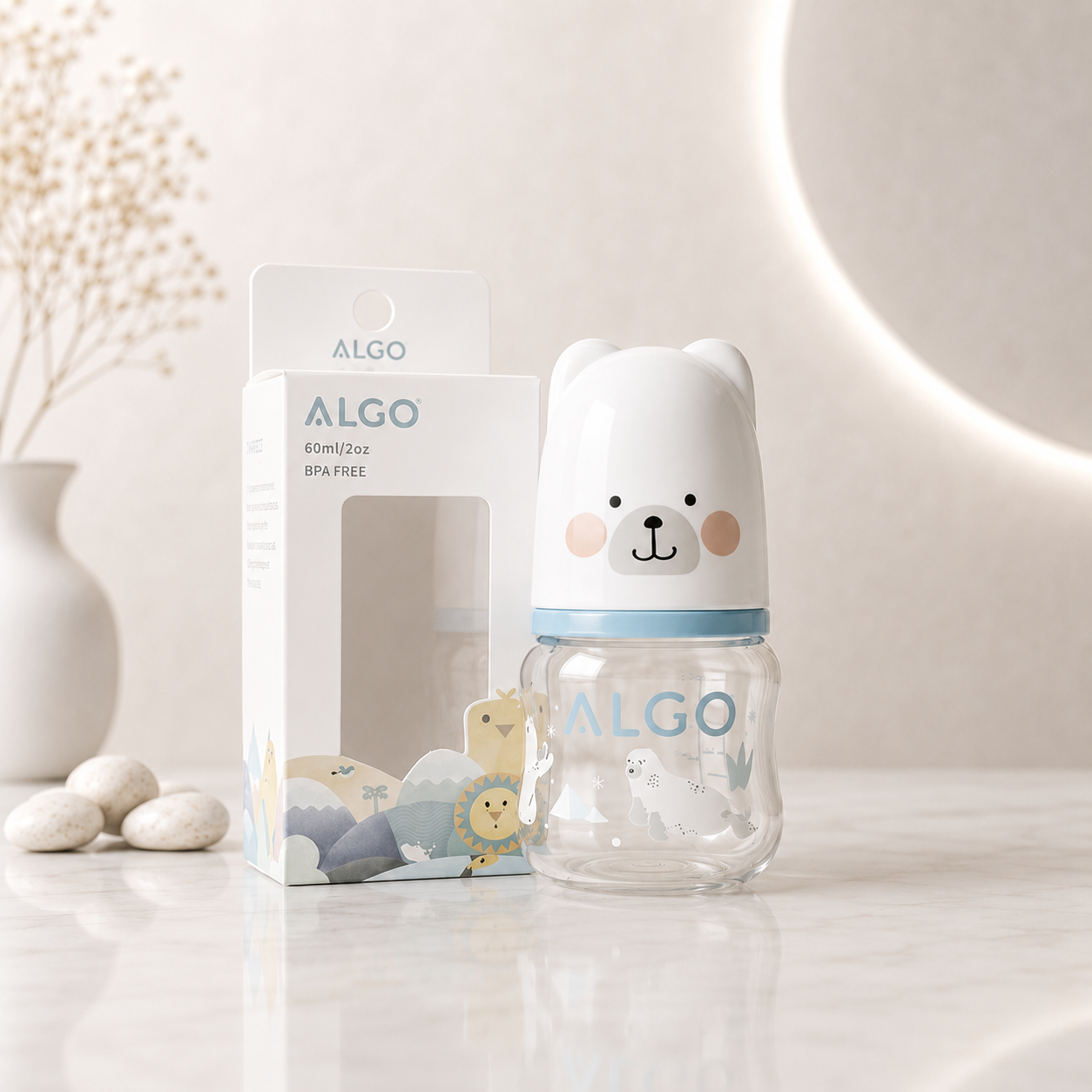 ALGO BPA-Free Baby Feeding Bottle – 2oz / 60ml