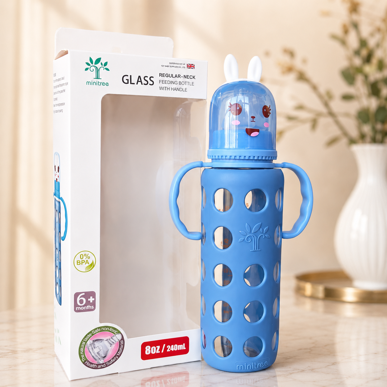 Minitree Glass Baby Feeding Bottle - 8oz / 240ml