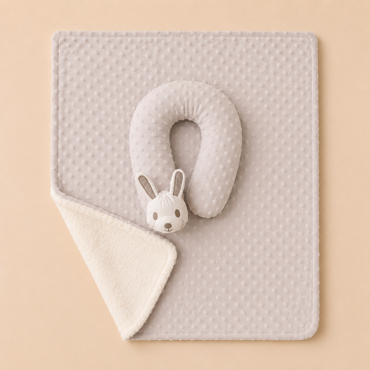 Cloud Gray Bunny Snuggle Set – Blanket & Pillow