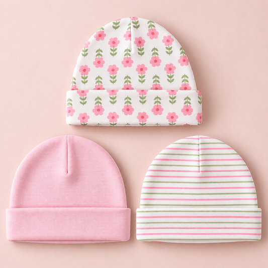 Floral Bloom Caps – Pack of 3