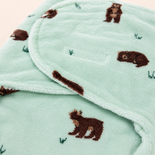 Woodland Bear Soft Fleece Baby Swaddle