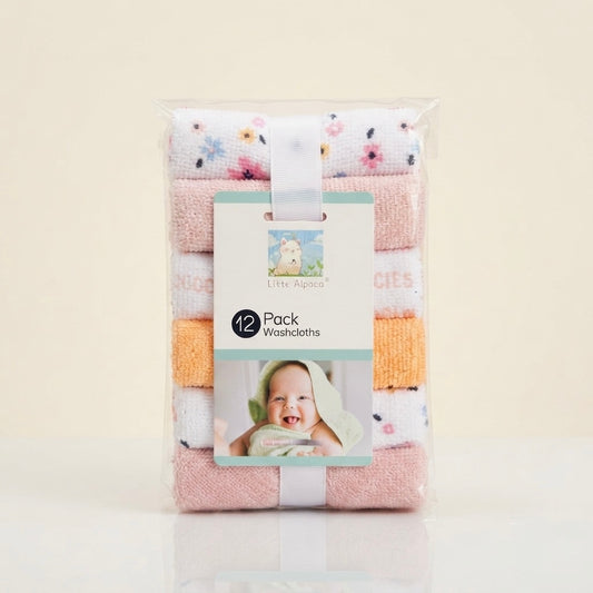 Blush Bloom Baby Washcloths – Pack of 12