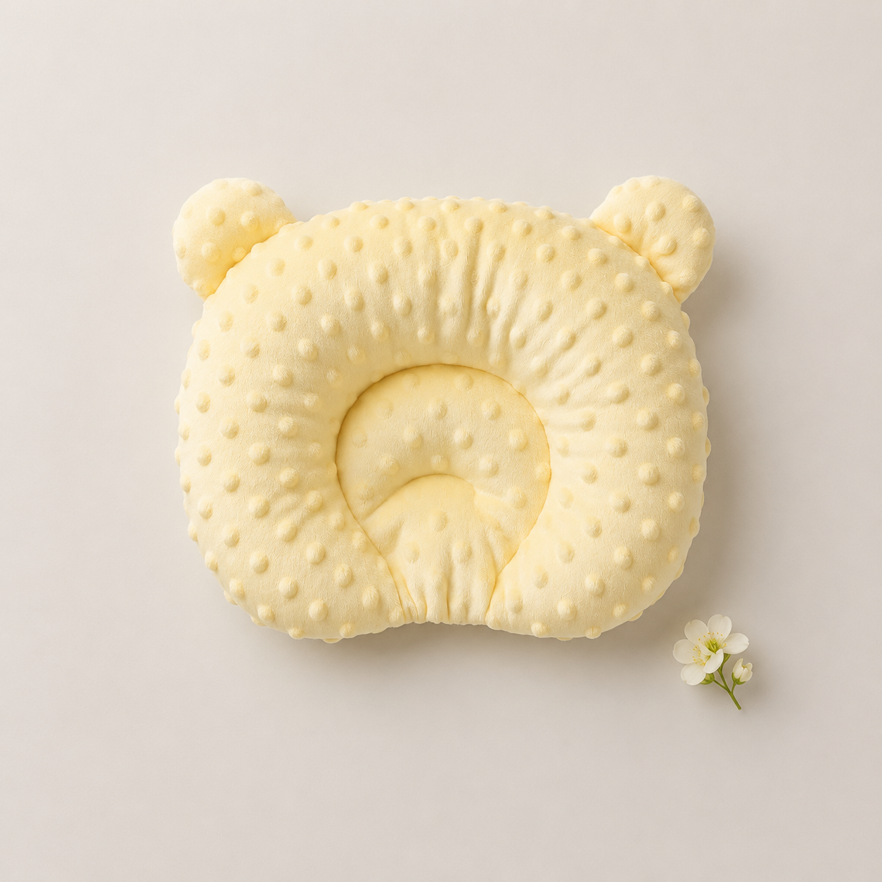 Dotted Comfort Baby Pillow – Pastel Yellow