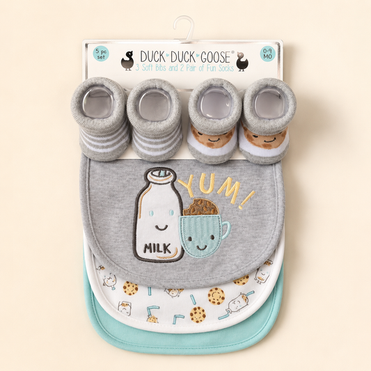 Yummy Treats Bibs & Socks - 5 Piece Set