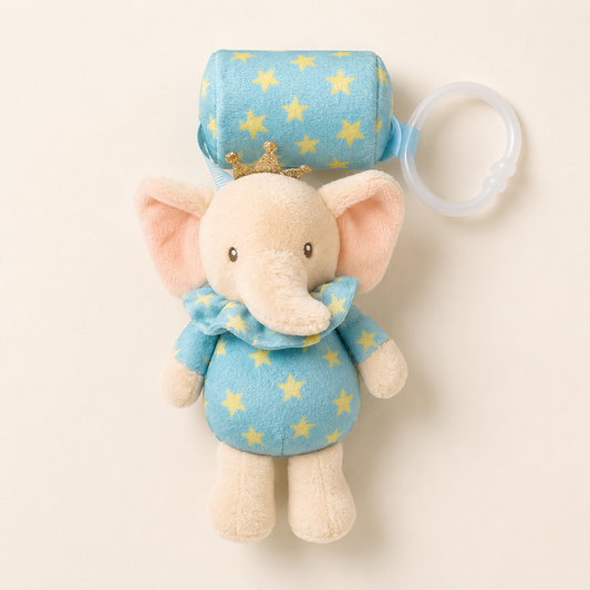 Twinkle Crown Elephant Plush Rattle Toy