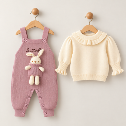 Little Bunny Woolen Dungaree Set – Lilac