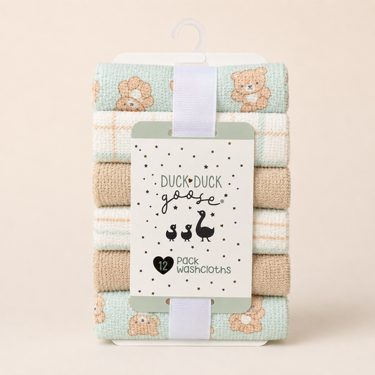 Mint Meadow Baby Washcloths – Pack of 12