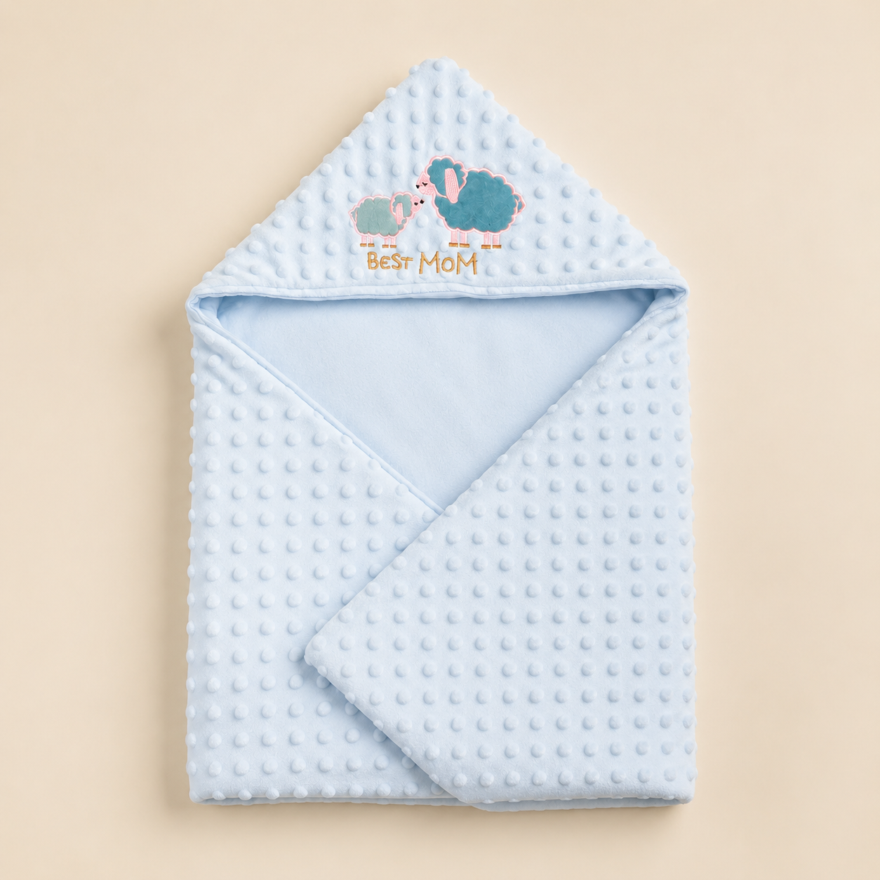 Lamb Embrace Prestige Hooded Blanket – Blue Mist