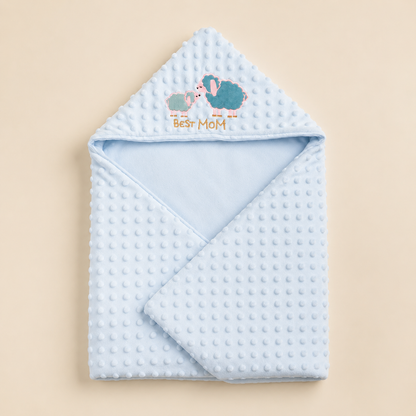 Lamb Embrace Prestige Hooded Blanket – Blue Mist
