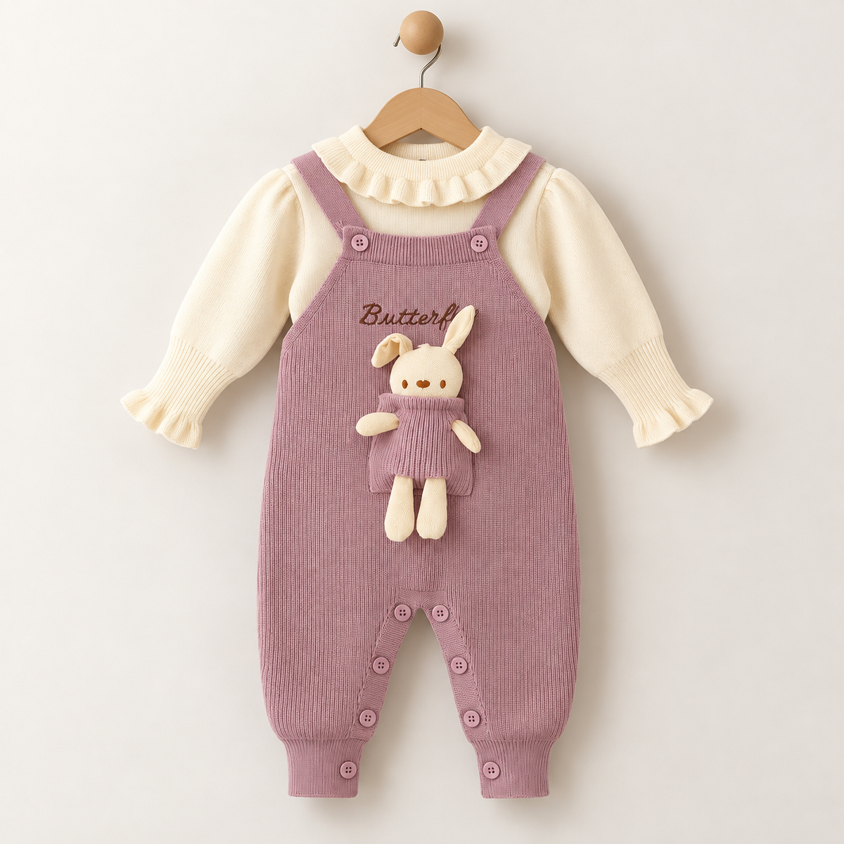 Little Bunny Woolen Dungaree Set – Lilac