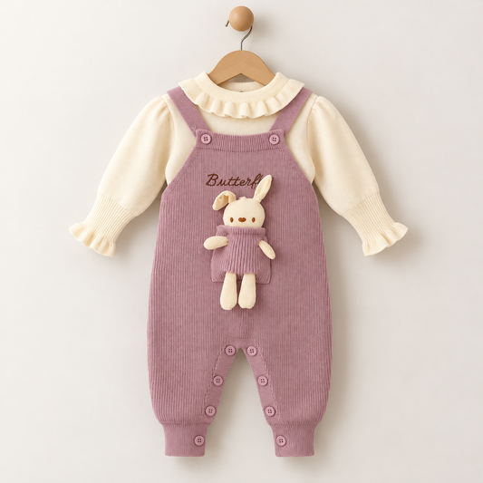 Little Bunny Woolen Dungaree Set – Lilac
