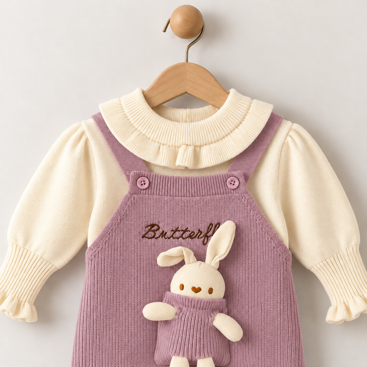 Little Bunny Woolen Dungaree Set – Lilac