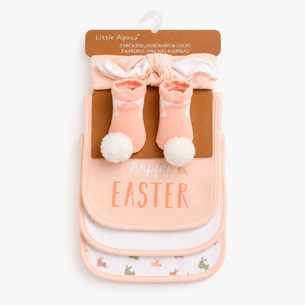 Happy Bunny Bib, Headband & Socks - 5 Piece Set
