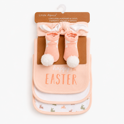 Happy Bunny Bib, Headband & Socks - 5 Piece Set