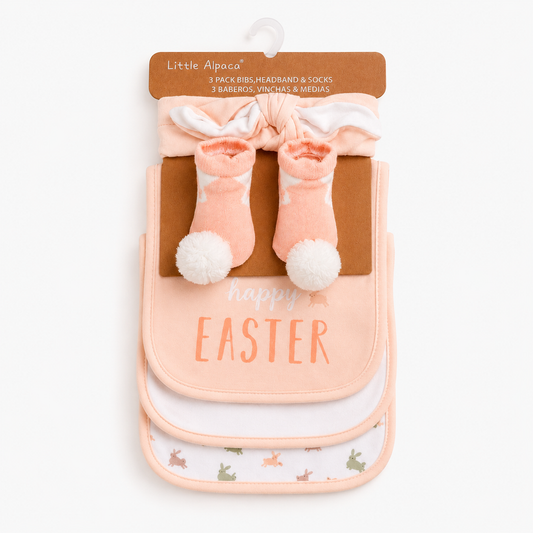 Happy Bunny Bib, Headband & Socks - 5 Piece Set