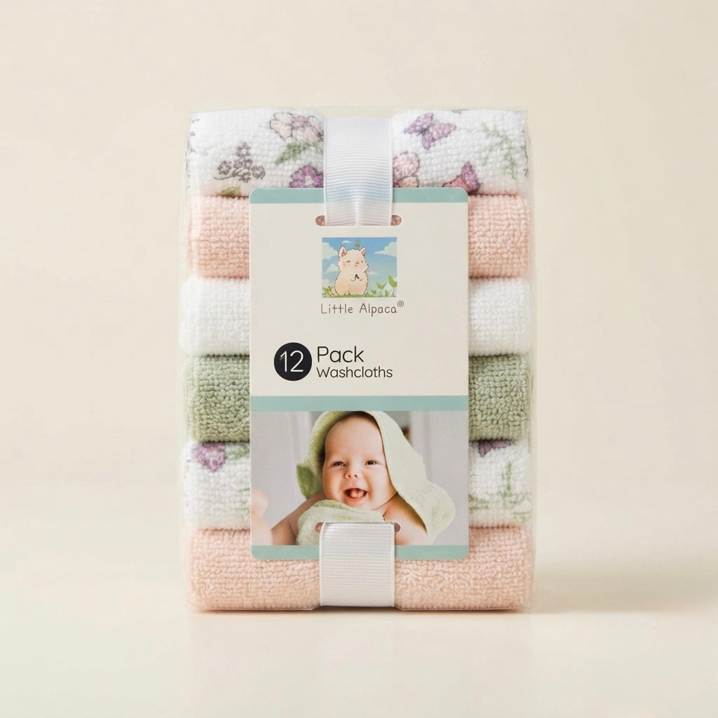 Blush Bloom Baby Washcloths – Pack of 12