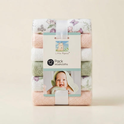 Blush Bloom Baby Washcloths – Pack of 12