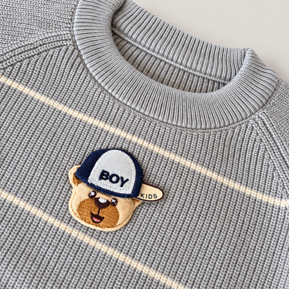 Captain Bear Woolen Knit Co-ord Set – Gray & White