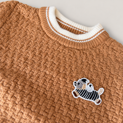 Little Scholar Woolen Knit Co-ord Set – Mustard Brown
