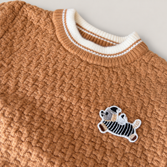 Little Scholar Woolen Knit Co-ord Set – Mustard Brown