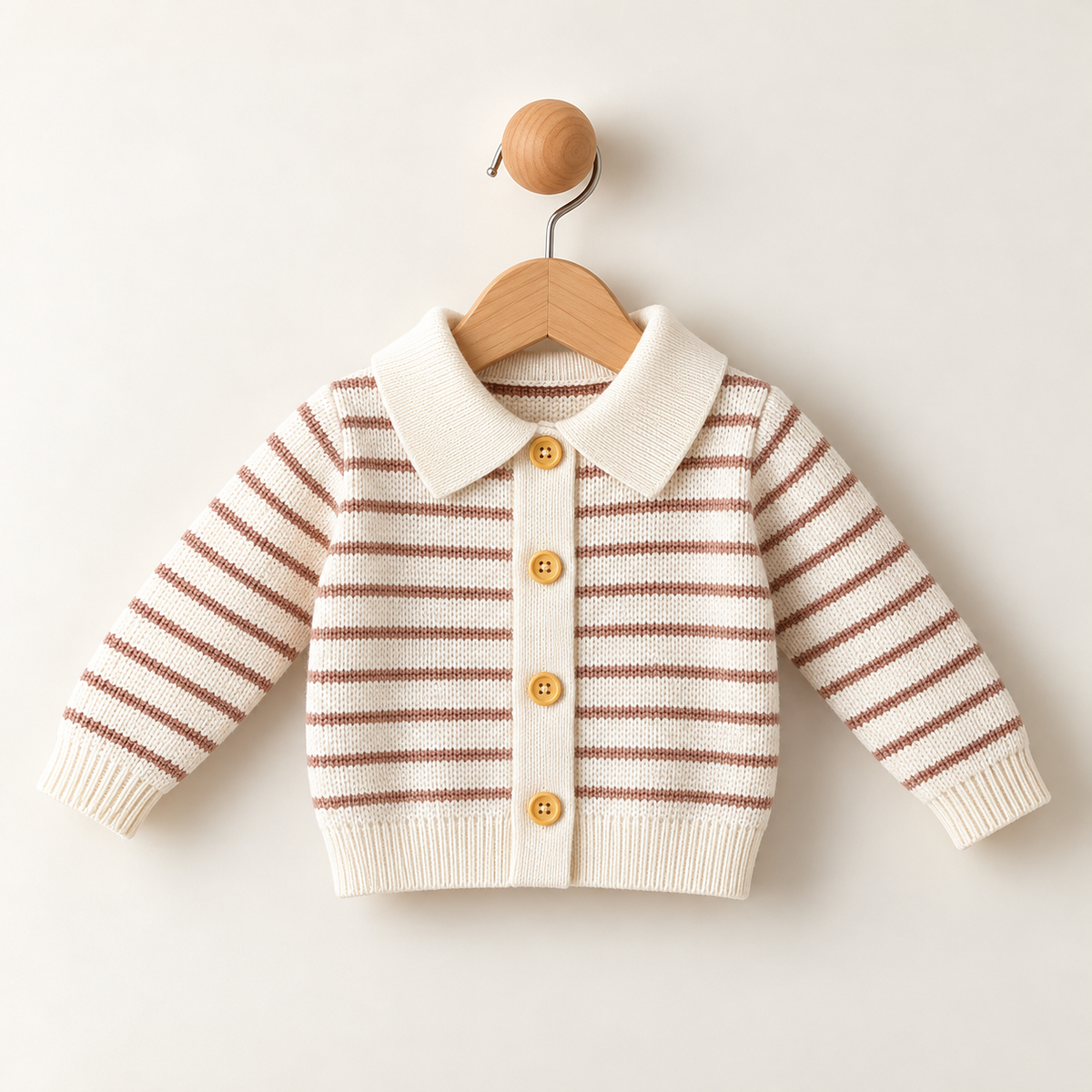 Mocha Stripe Woolen Knit Dungaree Set