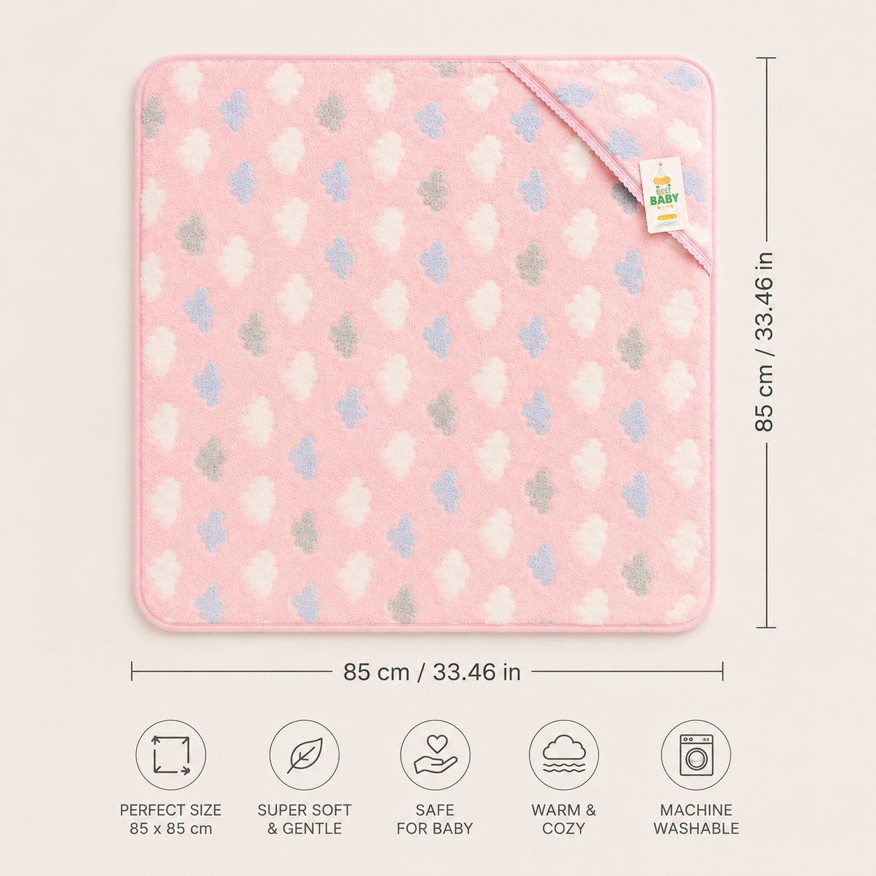 Cloud Soft Hooded Baby Blanket Wrap - Petal Pink