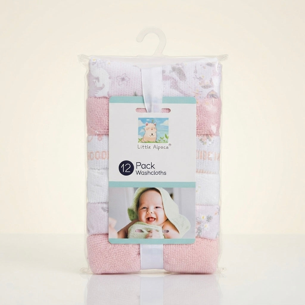 Blush Bloom Baby Washcloths – Pack of 12