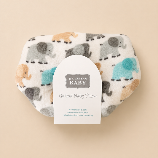 Elephant Meadow Quilted Baby Pillow