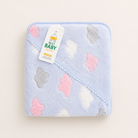 Cloud Soft Hooded Baby Blanket Wrap - Powder Blue