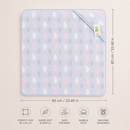Cloud Soft Hooded Baby Blanket Wrap - Powder Blue