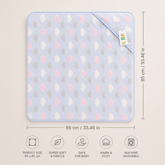 Cloud Soft Hooded Baby Blanket Wrap - Powder Blue