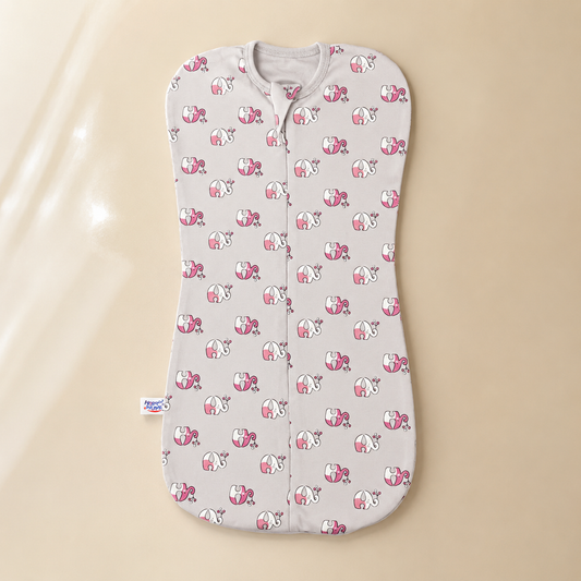 Sweet Elephant Cotton Zip Swaddle
