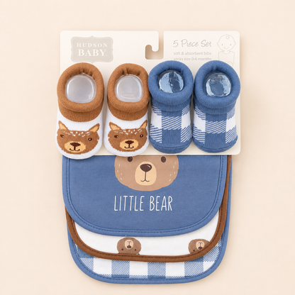 Little Bear Bibs & Socks - 5 Piece Set