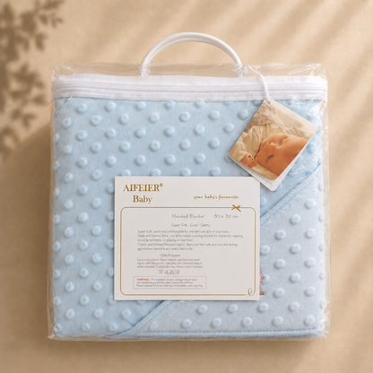 Lamb Embrace Prestige Hooded Blanket – Blue Mist