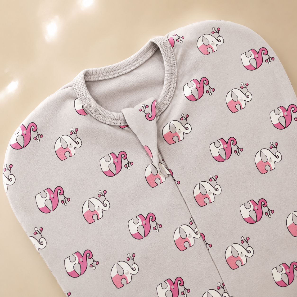 Sweet Elephant Cotton Zip Swaddle