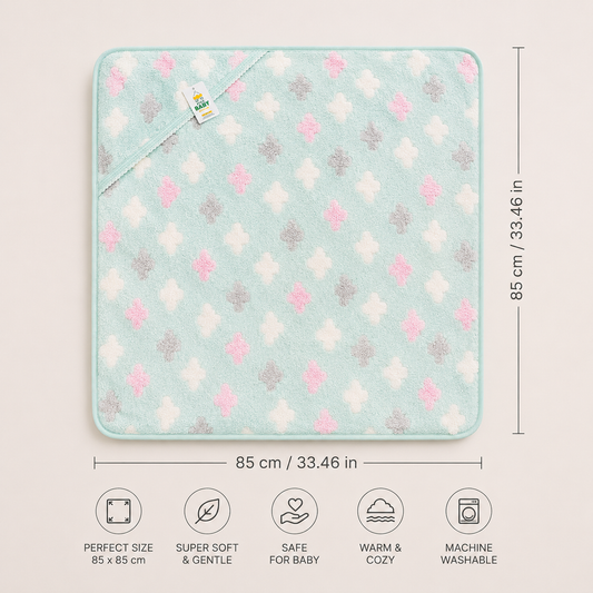 Cloud Soft Hooded Baby Blanket Wrap – Mint Mist