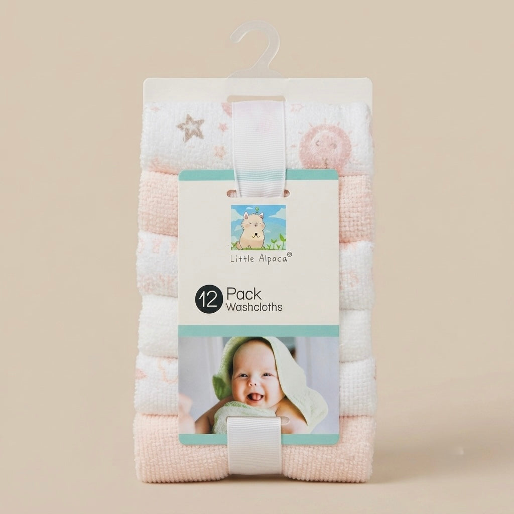 Blush Bloom Baby Washcloths – Pack of 12