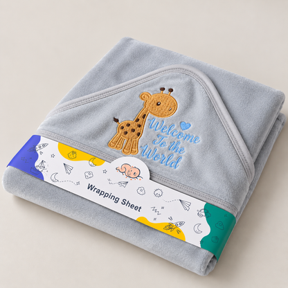 Giraffe Grace Hooded Velvet Wrapping Sheet