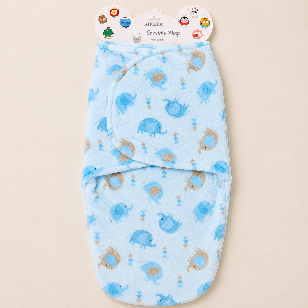 Blue Elephant Soft Fleece Baby Swaddle