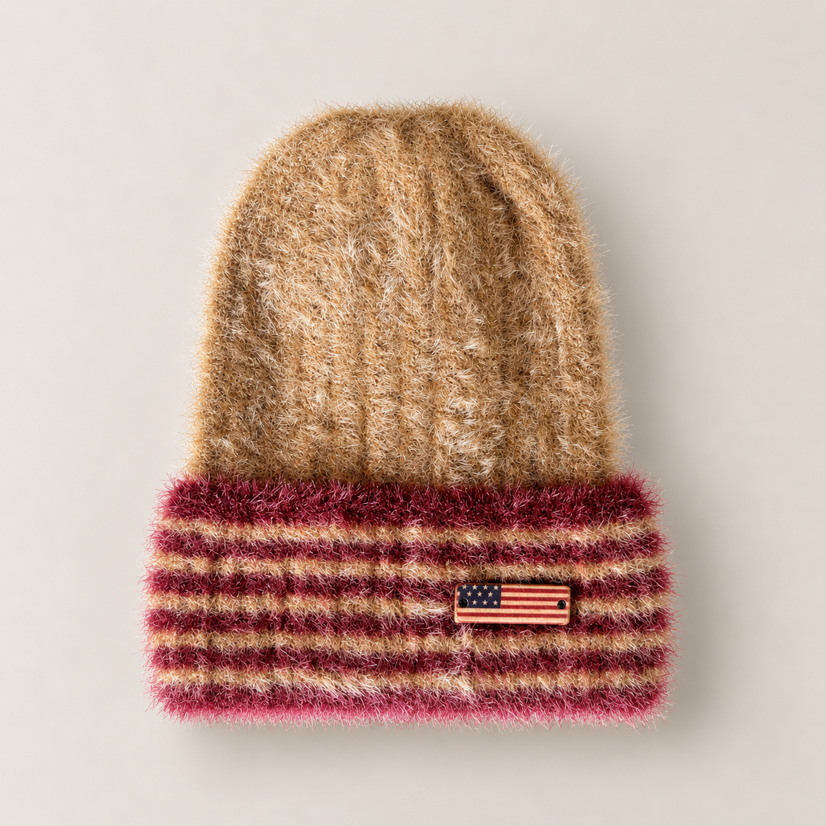 Vintage Stripe Baby Woolen Cap – Camel Brown