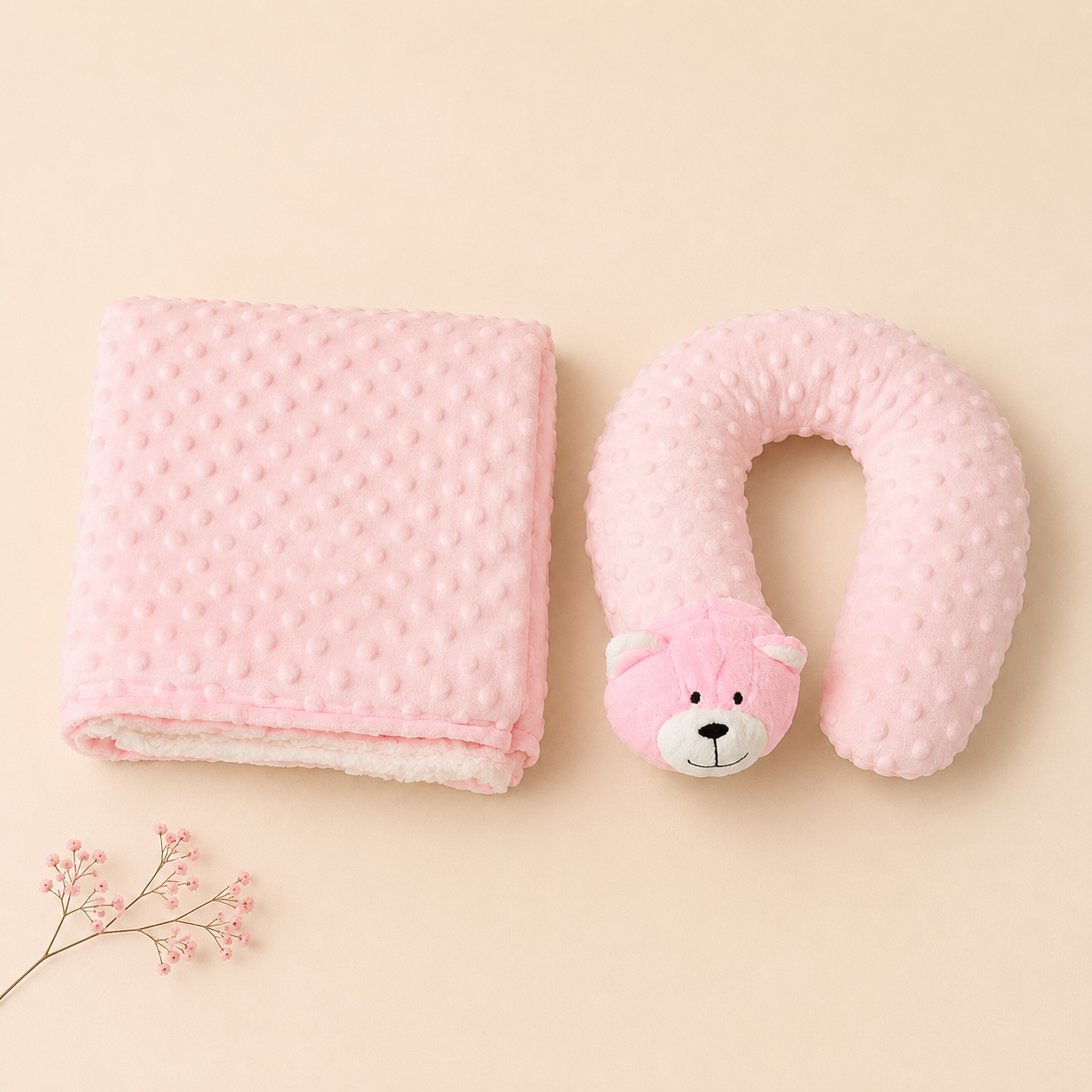 Blush Bear Snuggle Set – Blanket & Pillow