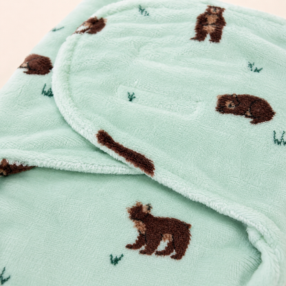 Woodland Bear Soft Fleece Baby Swaddle