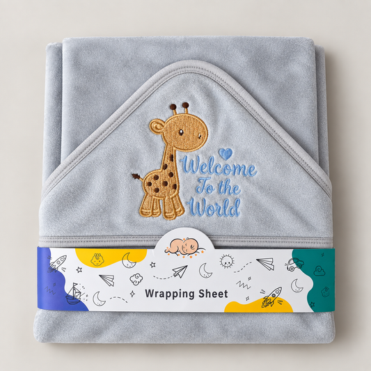 Giraffe Grace Hooded Velvet Wrapping Sheet