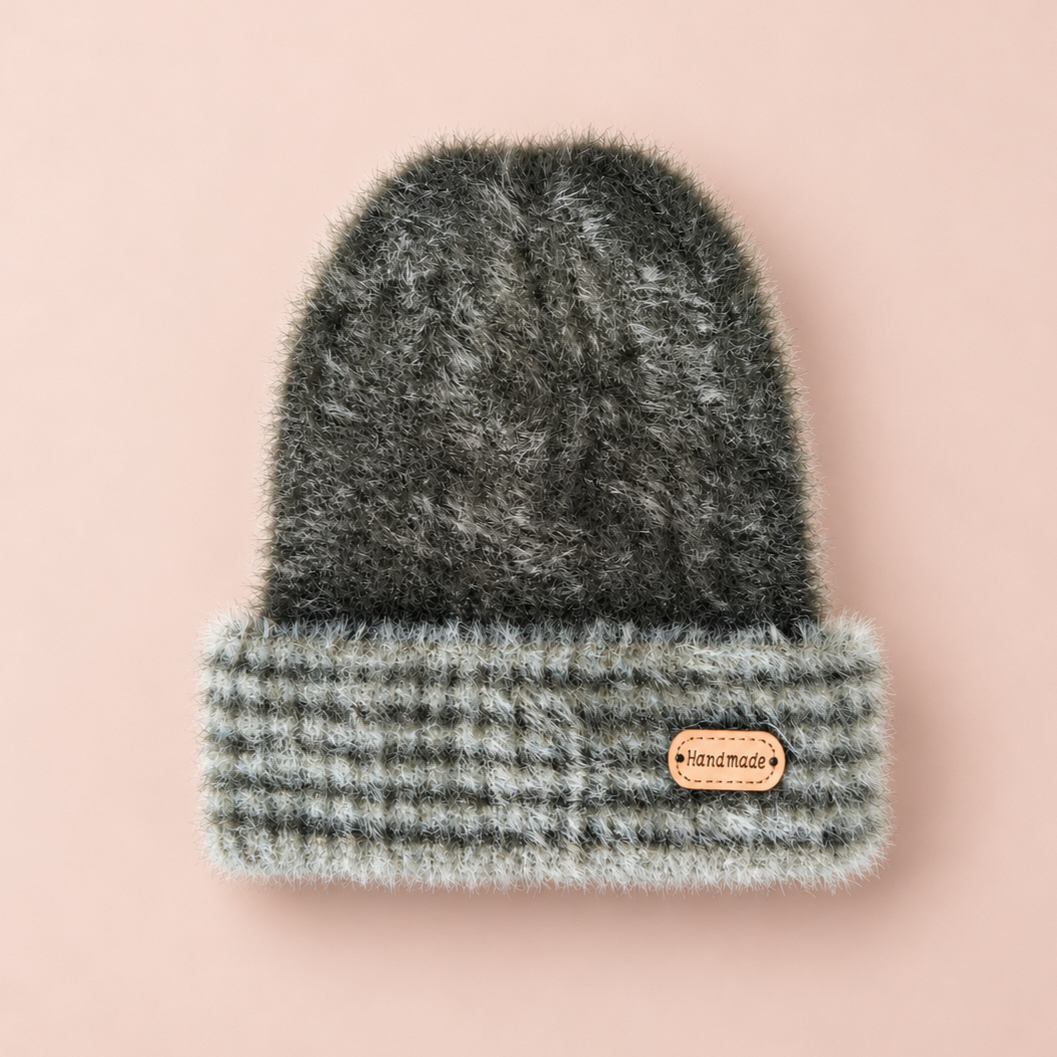 Vintage Stripe Baby Woolen Cap – Deep Olive Green