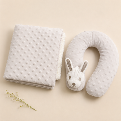 Cloud Gray Bunny Snuggle Set – Blanket & Pillow