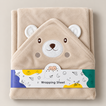 Bear Bliss Hooded Velvet Wrapping Sheet