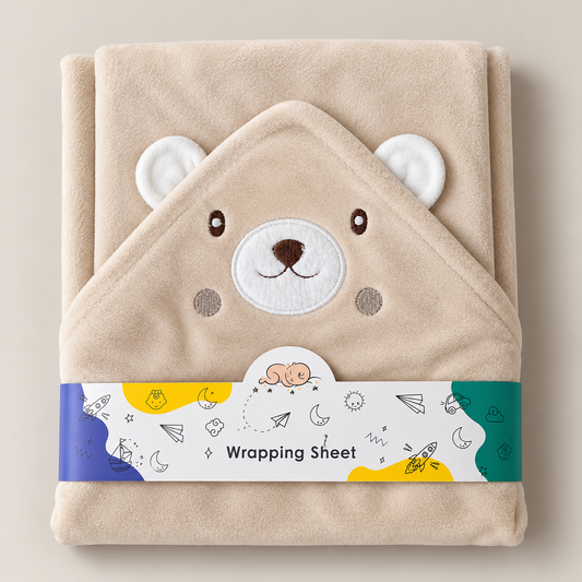 Bear Bliss Hooded Velvet Wrapping Sheet